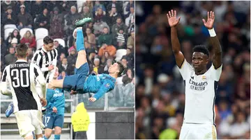 Vinicius Junior, bicycle kick, acrobatic goal, Cristiano Ronaldo, Juventus, UEFA Champions League, semi-final, 2018, Allianz Stadium, Real Madrid.