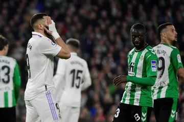 Real Madrid forward Karim Benzema (L) had a goal disallowed in the 0-0 draw with Real Betis on Sunday night