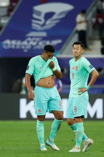 China's defender Tyias Browning saw his team lose 1-0