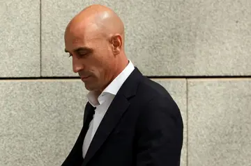 Former president of the Spanish football federation Luis Rubiales leaving the Audiencia Nacional court in Madrid on September 15, 2023