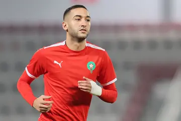 Hakim Ziyech at the Al Duhail SC Stadium in Doha on the eve of the Qatar World Cup