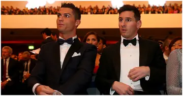 Cristiano Ronaldo and Lionel Messi during the FIFA Ballon d'Or Gala 2015 at the Kongresshaus. Photo by Alexander Hassenstein.