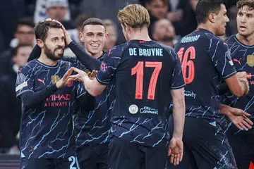 Bernardo Silva (left) and Kevin De Bruyne (centre) were on target in Manchester City's win in Copenhagen