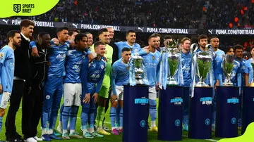 Manchester City players line up