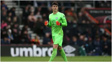 Kepa Arrizabalaga celebrates during the Premier League match between AFC Bournemouth and Chelsea FC at Vitality Stadium. Photo by Steve Bardens.