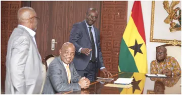 Ghana's president, Nana Akufo-Addo in a meeting with GFA boss, Kurt Okraku and other officials ahead of AFCON 2023.