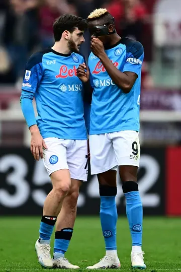 Goal partners: Victor Osimhen and Khvicha Kvaratskhelia have been the driving force behind Napoli's title win