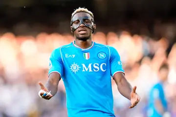 Victor Osimhen looks dejected during the Serie A match between Napoli and Bologna at Diego Armando Maradona Stadium on May 11, 2024. Photo: Giuseppe Maffia.