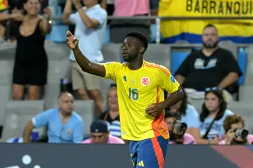 Colombia midfielder Jefferson Lerma celebrates scoring in the 1-0 Copa America semi-final win over Uruguay on Wednesday.