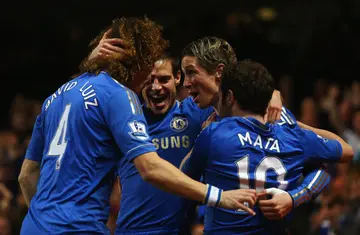 Chelsea players are seen celebrating