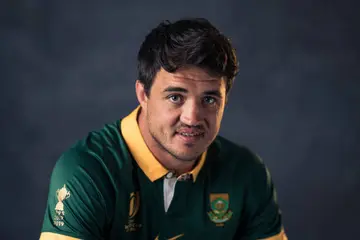 Franco Mostert poses for a portrait during the South Africa Rugby World Cup 2023 Squad photocall on September 02, 2023, in Toulon, France