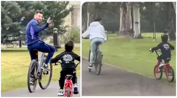 Lionel Messi, wife,sons, bike ride