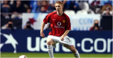 Lee Roche in action for Manchester United during a Champions League match against Deportivo La Coruna. Photo: John Walton.