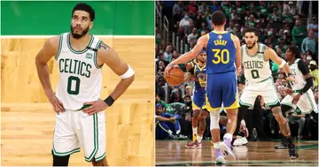 Jayson Tatum, Boston Celtics, Golden State Warriors, 2022 NBA Finals Stephen Curry, Draymond Green