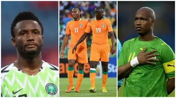 John Obi Mikel, Yaya Toure and El Hadji Diouf. Photos: Visionhaus, Ben Stansall and Richard Heathcote. 