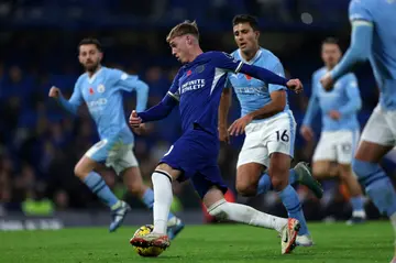 Chelsea's Cole Palmer (C) was in dazzling form against Manchester City