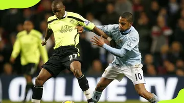 Mancity's Robinho playing against Wigan FC