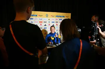 Sweden's Johanna Kaneryd speaks to reporters in Auckland on Sunday