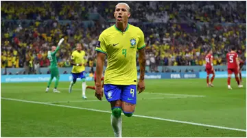 Richarlison of Brazil celebrates after scoring during the FIFA World Cup at Lusail Stadium. Photo by Justin Setterfield.