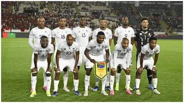 South Africa players pose for a team photo ahead of the Africa Cup of Nations 2023 round of 16 football match against Morocco. Photo: Stringer.