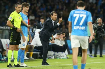 Napoli coach Rudi Garcia (C) is hopeful Victor Osimhen will be back from injury before too long