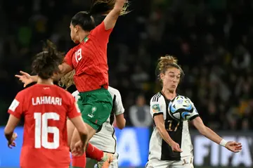 A knee injury means Germany left-back Felicitas Rauch (R) will miss Sunday's game against Colombia at the Women's World Cup