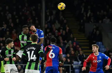 Danny Welbeck (2nd left) headed Brighton level in a 1-1 draw at Crystal Palace