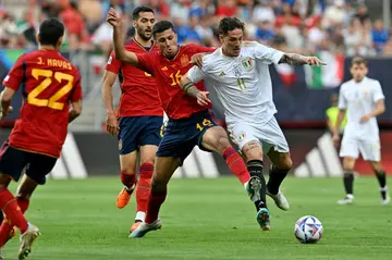 Spain midfield Rodri Hernandez (CL) helped his team overcome Italy and reach the final of the Nations League