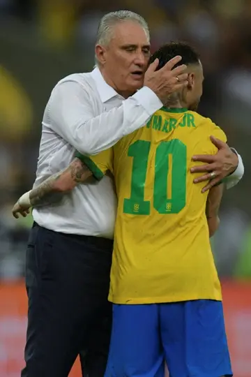 Brazil coach Tite (left) has built his team around the mercurial talent of PSG's Neymar (right)