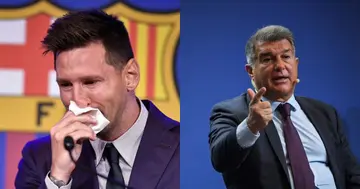 Barcelona president Joan Laporta insists he does not regret allowing Messi to leave the Catalan giants. Photo credit: @FCBarcelona