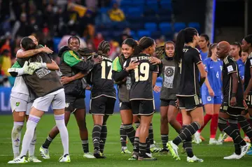 Jamaica celebrate their draw against France