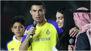 Cristiano Ronaldo, Cristiano Ronaldo Jr., Georgina Rodriguez, Mrsool Park Stadium, Riyadh, Saudi Arabia.
