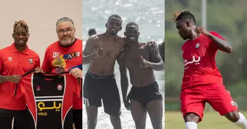 Ghana winger Christian Atsu enjoys his time with Al Raed teammates at the beach