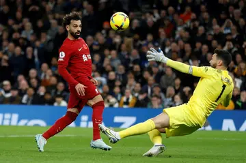 Mohamed Salah scores Liverpool's second goal against Tottenham