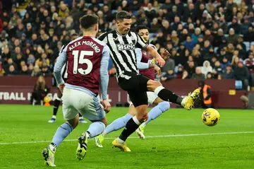 Newcastle defender Fabian Schar scores against Aston Villa