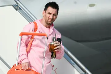 Lionel Messi arriving at Hong Kong International Airport on Friday