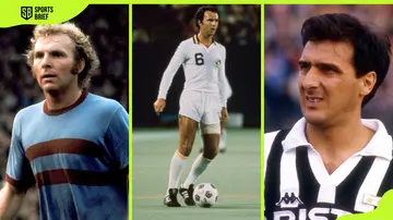 Photos of Bobby Moore, Franz Beckenbauer, and Gaetano Scirea