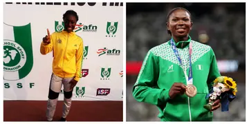 Nigerian Teenage Sensation Lekwot eyes Olympics Bronze Medalist Ese Brume’s feat, wins 2 gold medals at World School Athletics Trial. photo: Athletics Federation of Nigeria