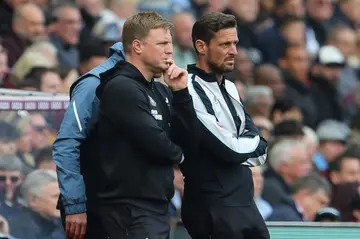 Newcastle manager Eddie Howe (left) is targeting a top-four finish in the Premier League