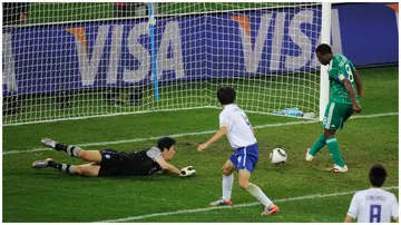 Yakubu missed a golden chance vs South Korea in the 2010 FIFA World Cup. Photo: Jamie McDonald.