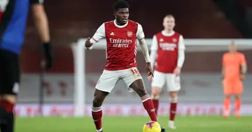 Thomas Partey in action for Arsenal in the English Premier League. Credit: @Arsenal