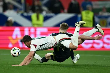 Scotland had an appeal for a penalty dismissed after Willi Orban's challenge on Stuart Armstrong