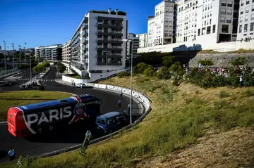 PSG's bus arrives at the Luz stadium in Lisbon in August 2020