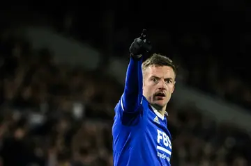 Jamie Vardy scored twice as Leicester sealed the Championship title on Monday.