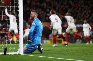 Night to forget: Manchester United goalkeeper David de Gea after conceding the second goal