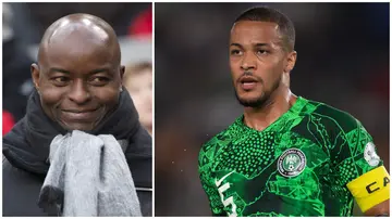 Super Eagles captain, William Troost-Ekong, has praised new boss Finidi George. Photos: VI Images and Visionhaus.