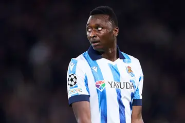 Umar Sadiq looks on during the UEFA Champions League 2023/24 Round of 16 first-leg match between Paris Saint-Germain and Real Sociedad on February 14, 2024.