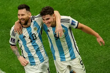 Argentina forward Julian Alvarez (right) has scored four goals so far at the Qatar World Cup