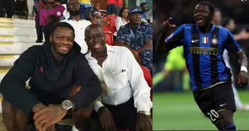 Muntari and Kwabena Yeboah. SOURCE: Facebook/ GTV Sports Plus Twitter/ @Inter_en