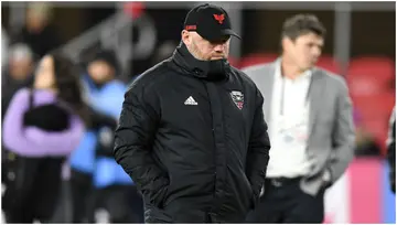 Wayne Rooney reacts during a game between Columbus Crew and D.C. United at Audi Field. Photo by Jose Argueta.